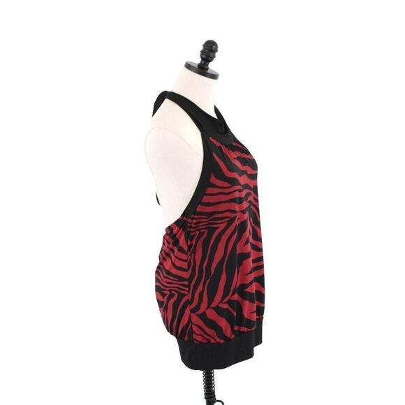 Fleurish Large Red Black Zebra Stripe Halter Top / Mini Dress Polyester Blend - Picture 6 of 7